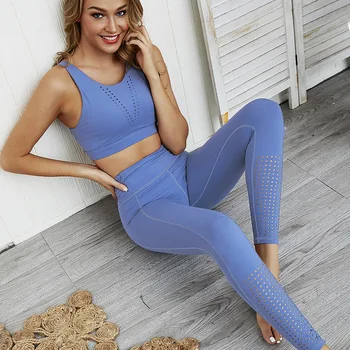 

Workout Clothing Fitness Women Leggings Sports Bra Sportswear Suit Gym Running High Waist Athletic Set 2 PCS