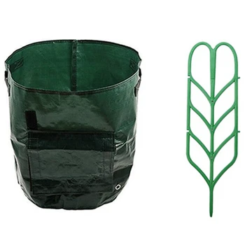 

4Pcs 10 Gallon Garden Vegetable Fabric Planters Bag with Handles & 6Pcs Leaf Shape Trellis Plants Lattice Pots Supports