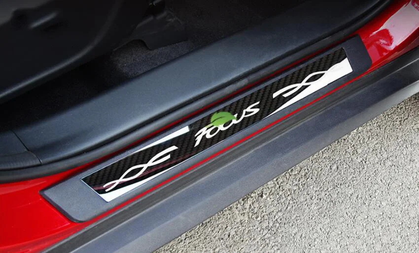 Автомобильный Стайлинг наклейка защита порога защитная накладка автомобильные аксессуары 4 шт. для Ford Fiesta 2012- аксессуары - Название цвета: Carbon fiber
