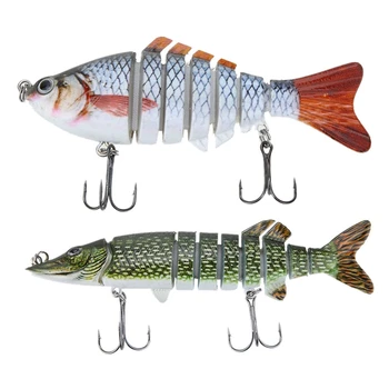 

10Cm/4 Inch 15.5G Bionic Realistic Hard Multi-Segments Bait Bass Walleye Yellow Perch & 5 Inch/12.5Cm 20G Alive Realistic Fishin