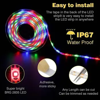 

LED Light Strip Solar Outdoor Waterproof 2835 3.7v Flexible Light Strip Ip65 Home Garden Holiday Christmas Decororation