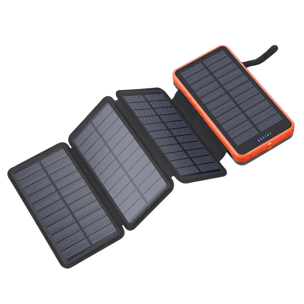 power bank 30000mah Foldable Solar Power Bank 20000mAh with 4 Solar Panel Charger LED Camping Light Waterproof Powerbank External Battery Power Bank powerbank 20000 Power Bank