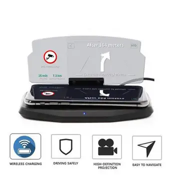 

Car Navigation Bracket For Phone HUD Mobile Navigation Wireless Charging Stand Up Projection Display Stand Bracket Fit For QI