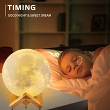 Usb 3d impressão recarregável lua lâmpada led night light criativo toque interruptor luz da lua para decoração do quarto sinais de néon presente das crianças