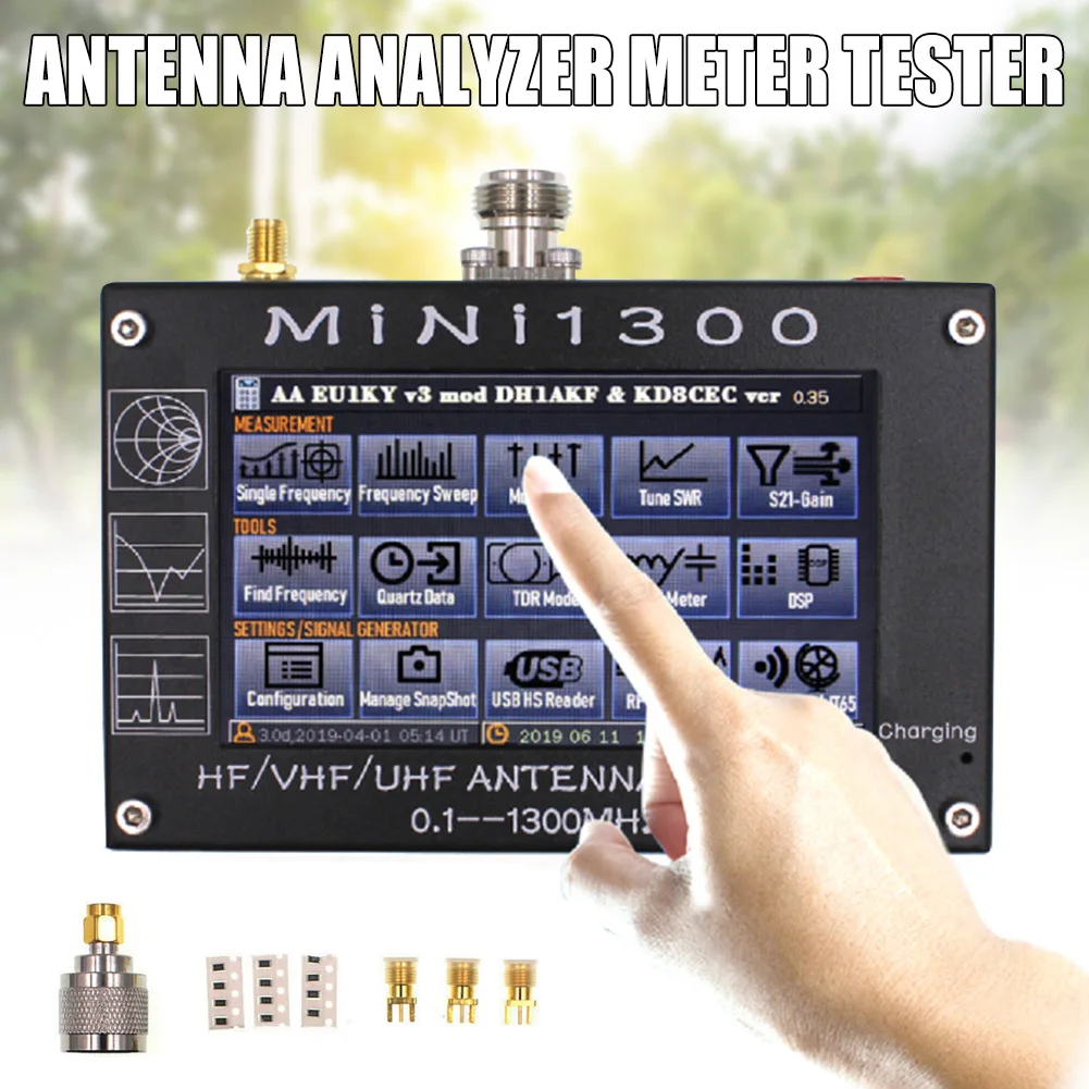 

Hot Mini1300 Antenna Analyzer TFT LCD 0.1-1300MHz HF VHF UHF ANT SWR Frequency Counter Meter PLD
