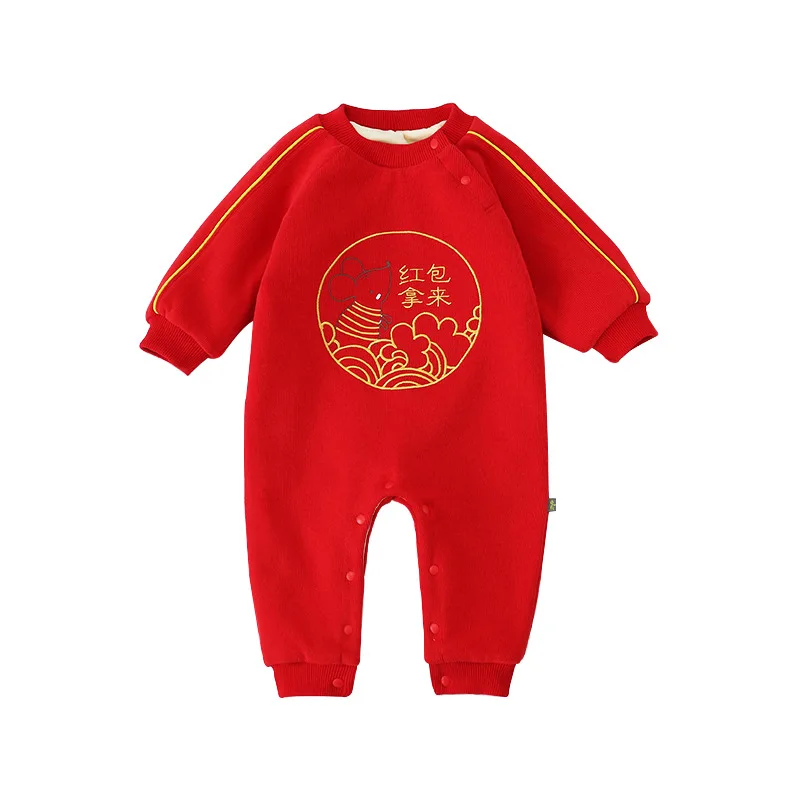 Newborn Baby Rompers Twins Infant Jumpsuit For New Year Infant Winter Clothes Kids Outwear Rompers 3m-12m - Цвет: B2546-2