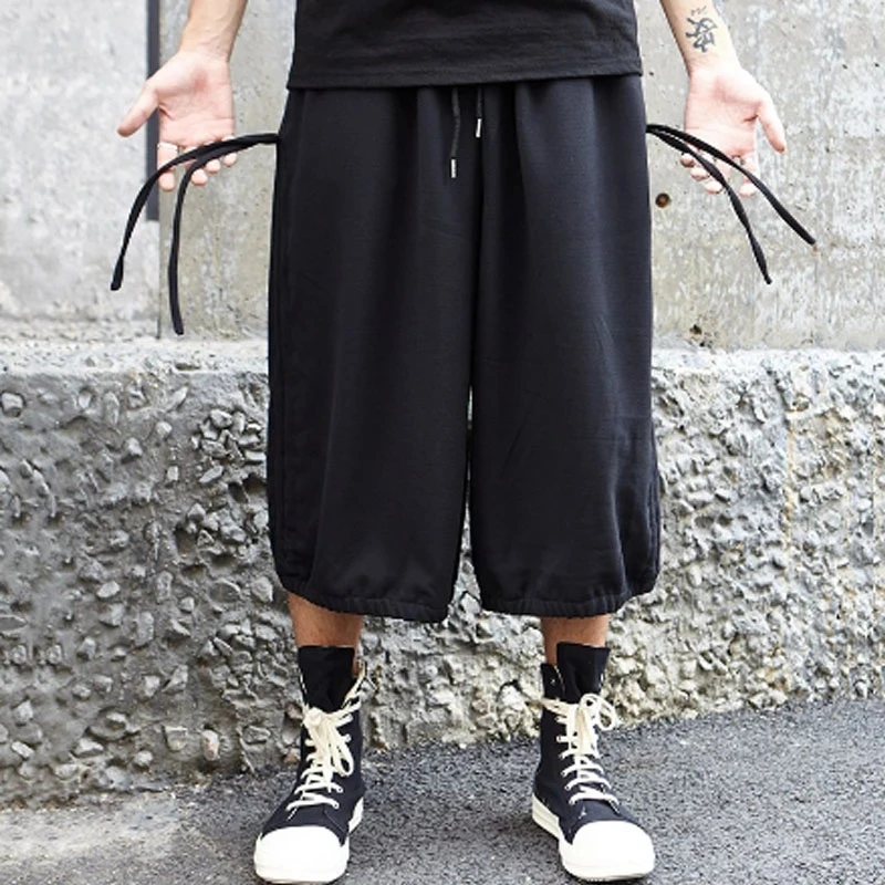 Men's Wide-Leg Pants Spring Summer New Hip Hop Street Hairstylist Style Yamamoto Casual Super Loose Oversized Seven-Minute Pants