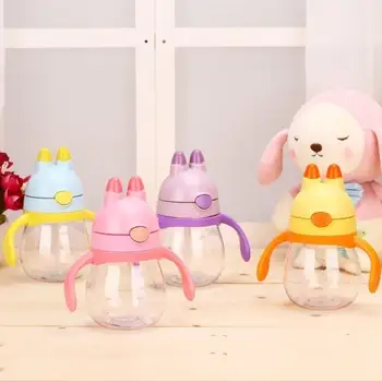 

200ml Baby Sippy Cup Cute Rabbit Feeding Drinking Water Handled Straw Bottle Training Sippy Cup
