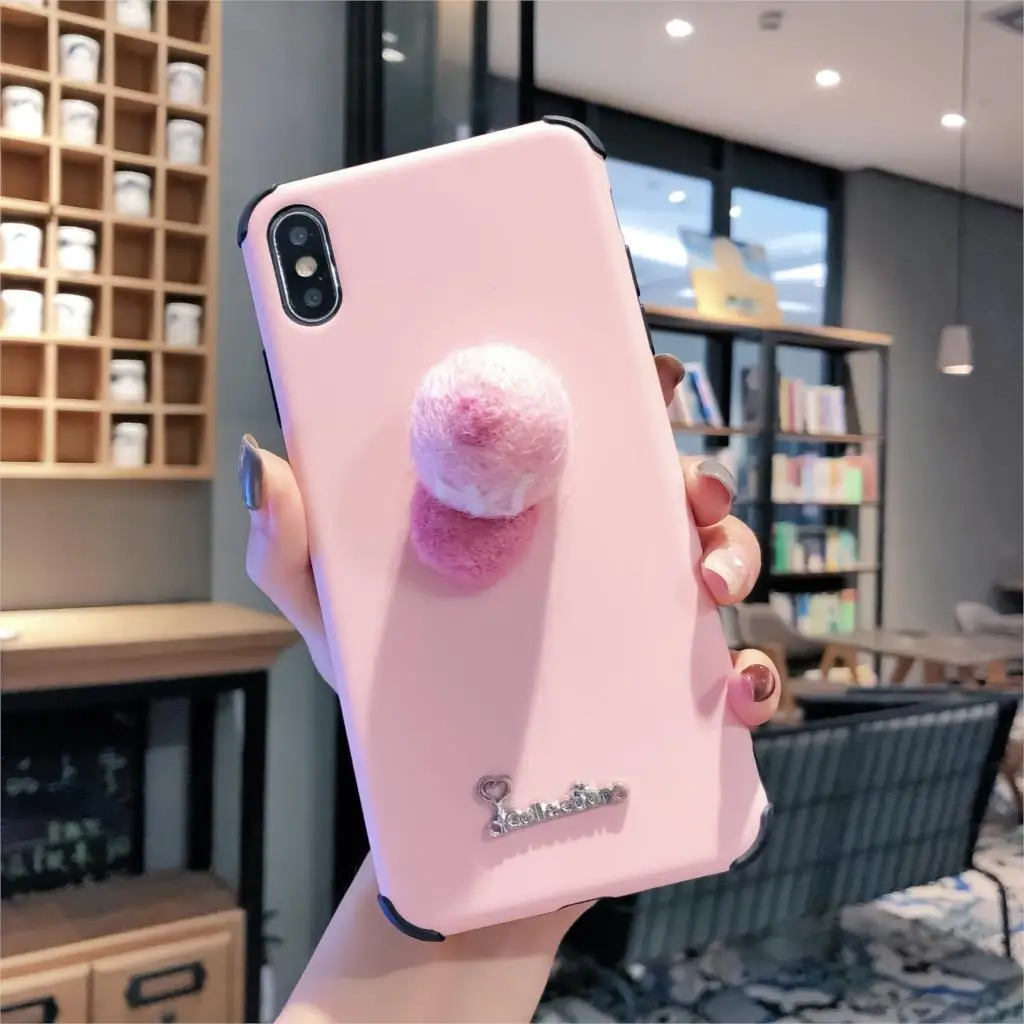 

Cloth with bow pink peach ball phone case for iphone 11promax 6 6s 7 8plus cover for iphonexr x xs max