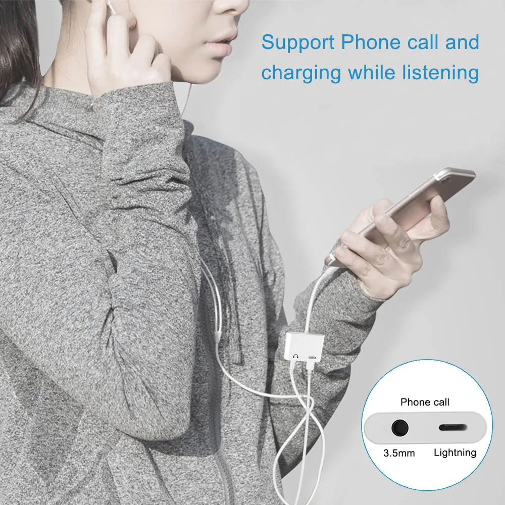 THT 006 1 Lightning to 3 5mm Headphone Aux Jack Converter Audio Charge Adapter 2 in 1 For iPhone X Xs 8 8P 7 7P