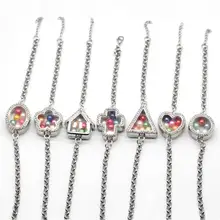 Оптом 5 шт. живая подвижная медальон с памятью браслеты 7 видов стилей магнитные жемчужные браслеты с медальонами женские ювелирные изделия подарок SL026