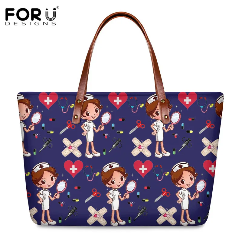 Модная большая сумка FORUDESIGNS для молодых девушек милая мультяшная медсестра