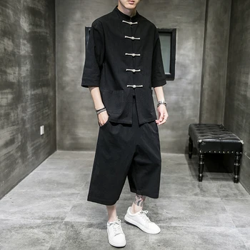 

Men Chinese Traditional Suits Tang Suit Top Buckle Pocket Kung Fu Uniform Linen Retro Tai Chi Clothing Chinese Style Traditional