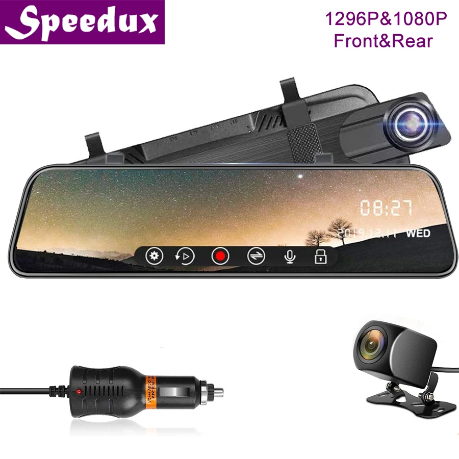 

Super Night Vision 1296P Car Rearview Mirror Auto Recorder Rear View Mirror Digital Video Recorder Dual Lens Registratory
