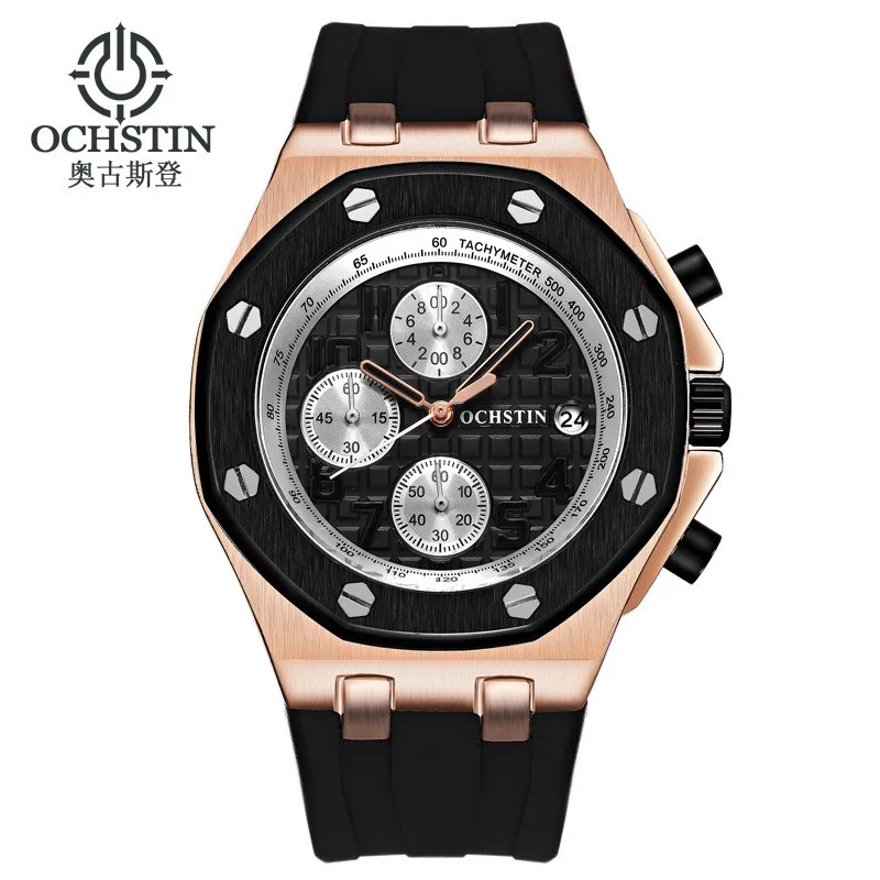 

Hot Selling Outdoor Sports MEN'S Watch Three Chronograph Multifunction Quartz Watch Night Light Watch Silica Gel