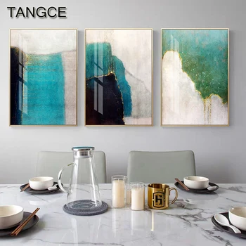 

Abstract Flowing Blue Green Canvas Painting Nordic Print Unique Wall Art Picture for Living Room Designer Modern Artistic Poster
