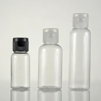 

100PC 30/50/60ML clearbottle flip top cap plastic bottle Cosmetic lotion cream PET container Travel shampoo bottles with lid
