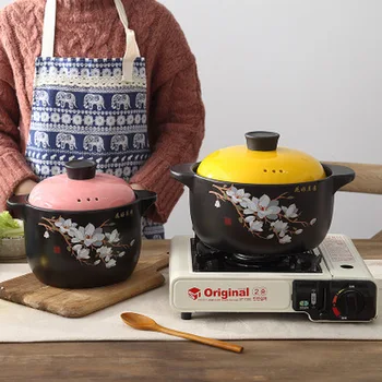 

Japanese Multi-size Pollen /yellow Lid Ceramic Casserole Restaurant Kitchen Household Open Flame Heat-resistant Soup Pot Steamer