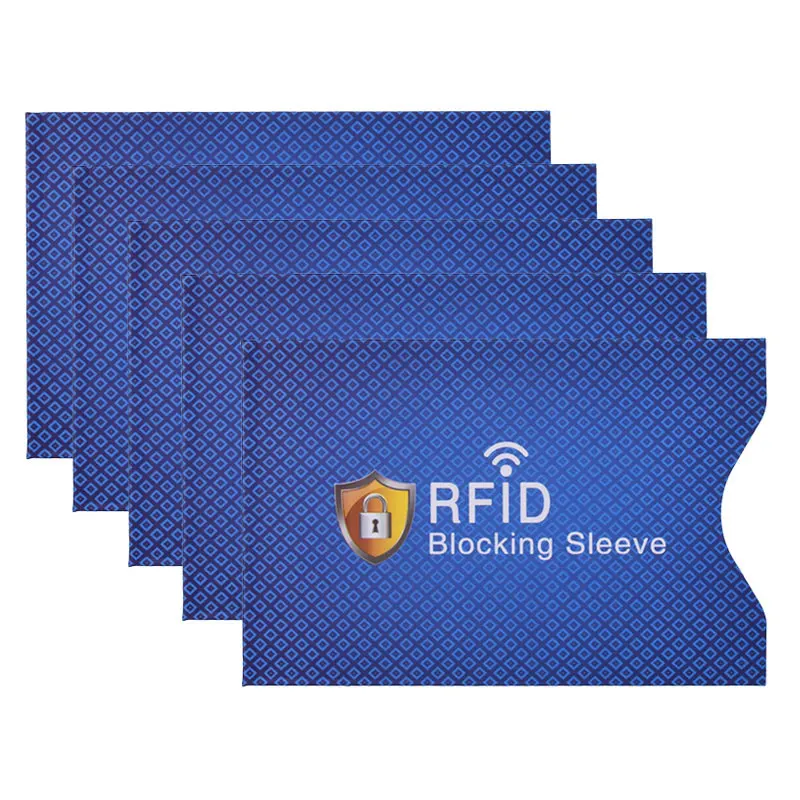 Blue 5 pcs RFID Блокировка рукава карты NFC дебетовая Кредитная карта протектор блокировщик идентификационная защита от кражи набор для мужчин женщин чехол для банковских карт - Цвет: Blue 5 pcs