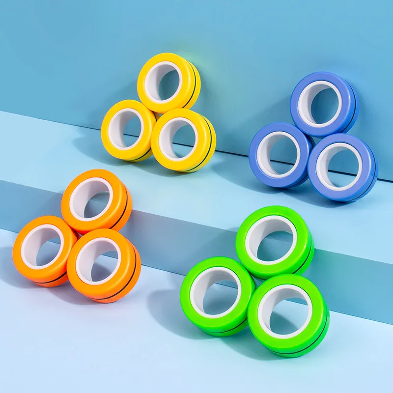 Anillos magnéticos para aliviar el estrés, juguetes para la ansiedad, rodillo de tensión, juguetes para dedos de adultos y niños
