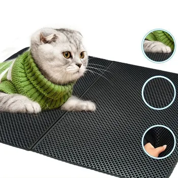 

Cat Litter Mat Double Layer Cats Litter Trapper Foldable Pad Protect Floor Carpet Light Weight EVA Pet Dog Mats