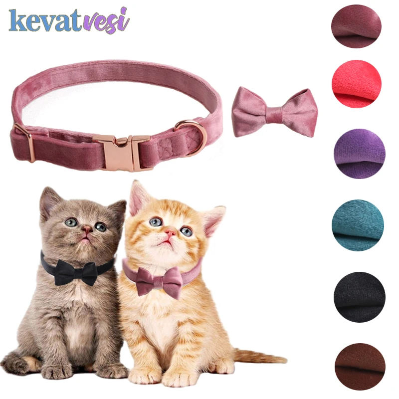 

Cat Collar Adjustable Cute Bowknot Dog Collar Soft Velvet 6 Colors Bow Tie For Small Dog Cat Puppy Necklace Pet Accessories