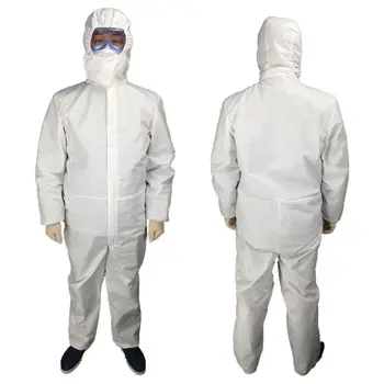 

1Set Breathable Coverall Hooded Protective Suit Gown Reusable Isolation Protective Clothing with Elastic Wristband