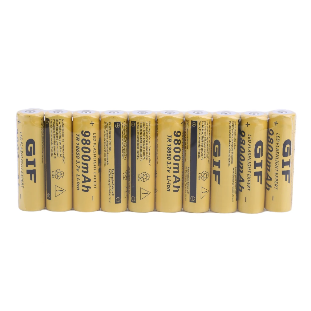 

10pcs/set Universal 18650 Li-ion Rechargeable Battery Cell 3.7V 9800MAH Replacement Battery For Torch Flashlight
