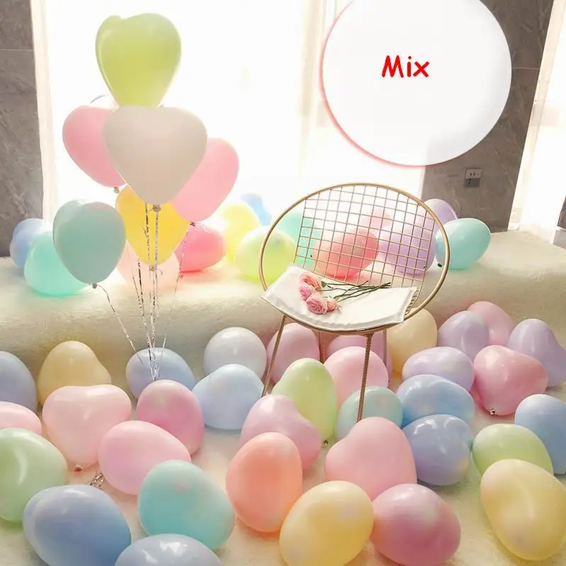 10pcs 10inch Macaron Heart Balloons Happy Birthday Helium Latex Balloon Wedding Party Decoration Event Party Supplies - Цвет: mix colors