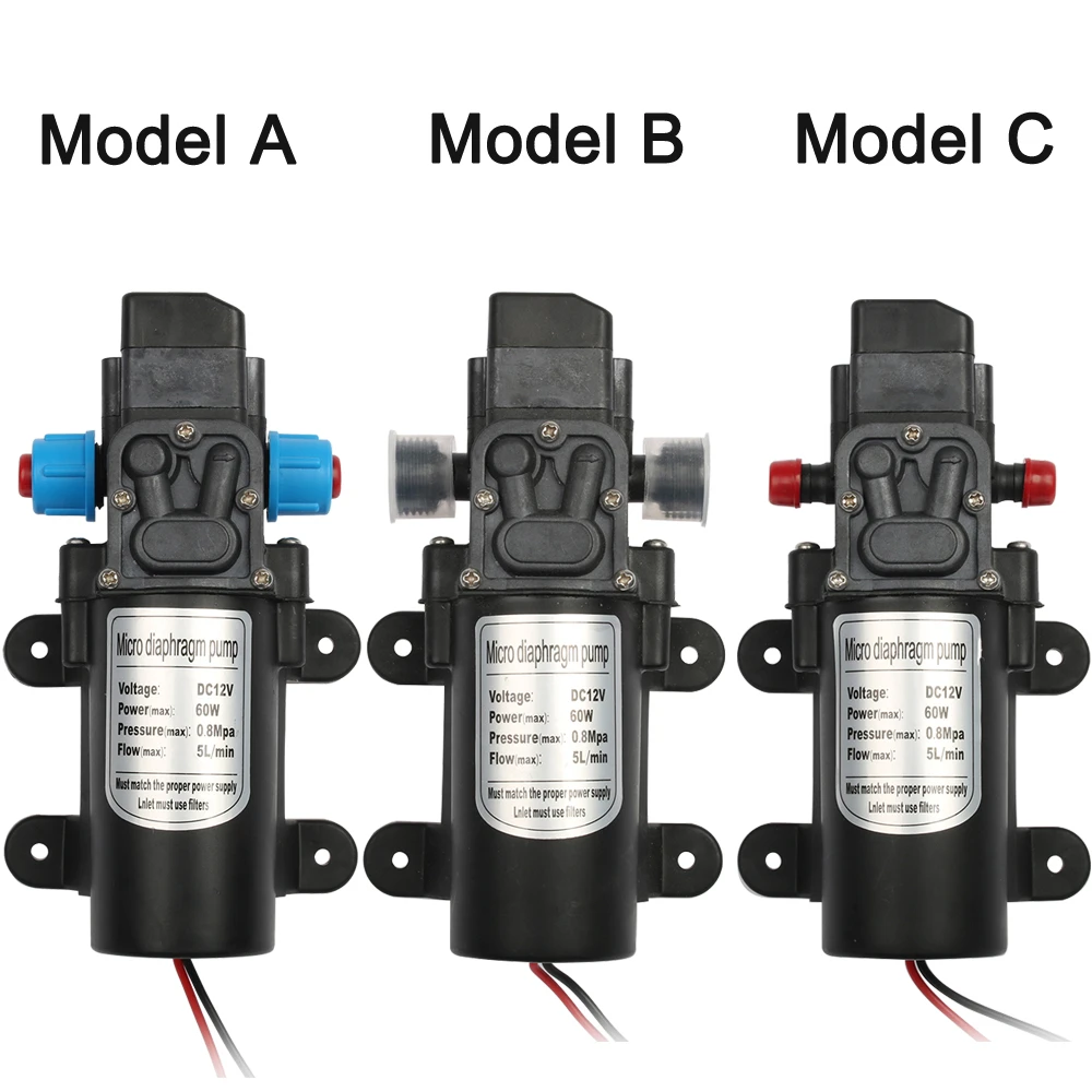 12V DC 60W High Pressure Diaphragm Water Pump Automatic Switch 5L/min 8m 0.8Mpa 12V DC 60W High Pressure Diaphragm Water Pump Automatic Switch 5L/min 8m 0.8Mpa