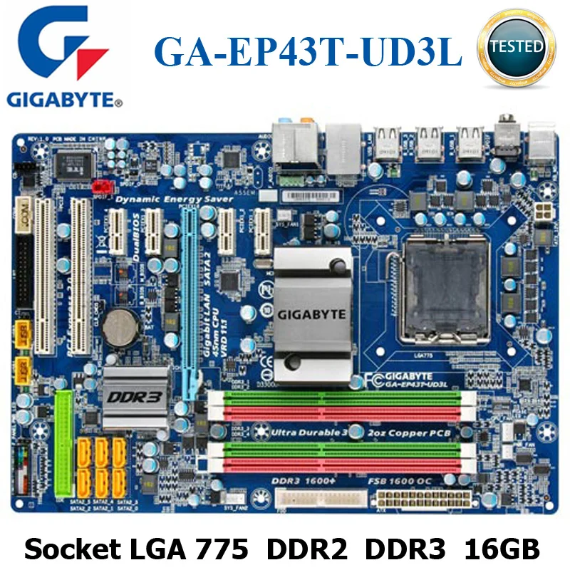 

Socket LGA 775 DDR3 Intel P43 16GB GIGABYTE GA-EP43T-UD3L Desktop Motherboard Socket LGA 775 EP43T-UD3L DDR3 Original Mainboard