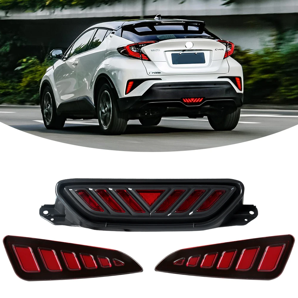 2PCS For Toyota C HR CHR 2016 2017 2018 Car LED Rear Bumper Brake Light ...