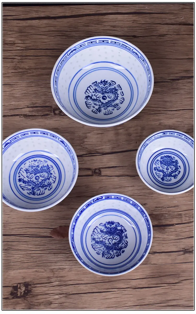 4,5/5/6/7/8/9 дюймов синий и белый фарфор Ramen чаша Китайский Цзиндэчжэнь Керамика пиалы с узором в виде дракона посуда Винтаж