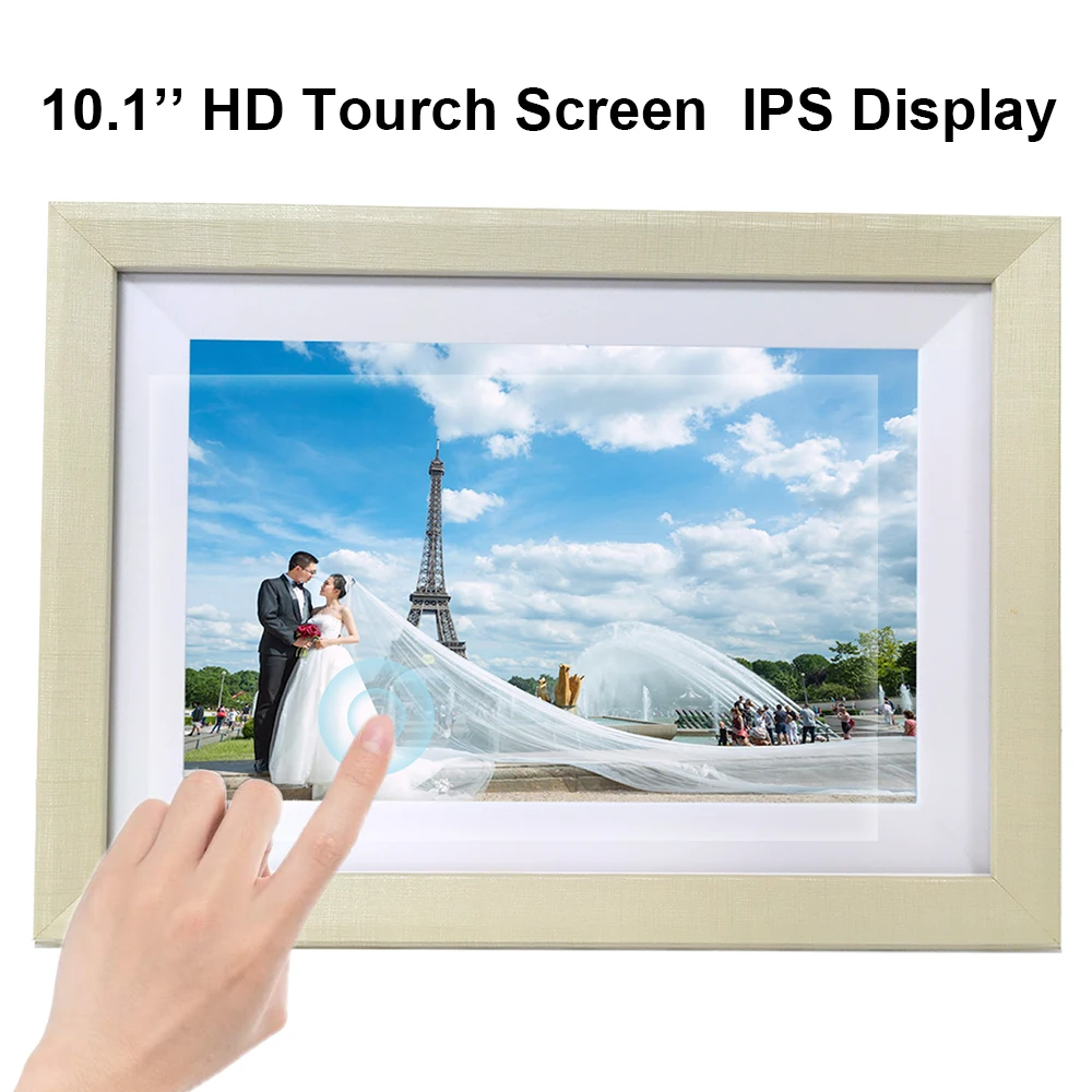 WiFi Digital Photo Frame 10 inch Touch Screen HD Display Wooden Picture Frame Wedding Gifts Share Photo via Frameo