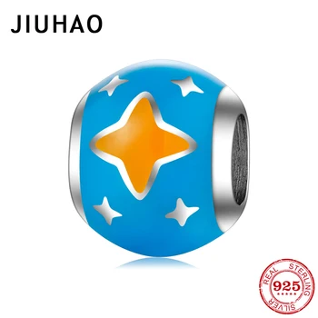 

Flower Abstract stars pattern Round Shape Charms 925 Sterling Silver Beads Fit Original European Bracelet Bangles fine Jewelry