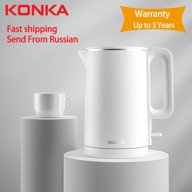 Электрический чайник KONKA, быстрое кипячение, 1,7 л, бытовой умный электрический чайник из нержавеющей стали