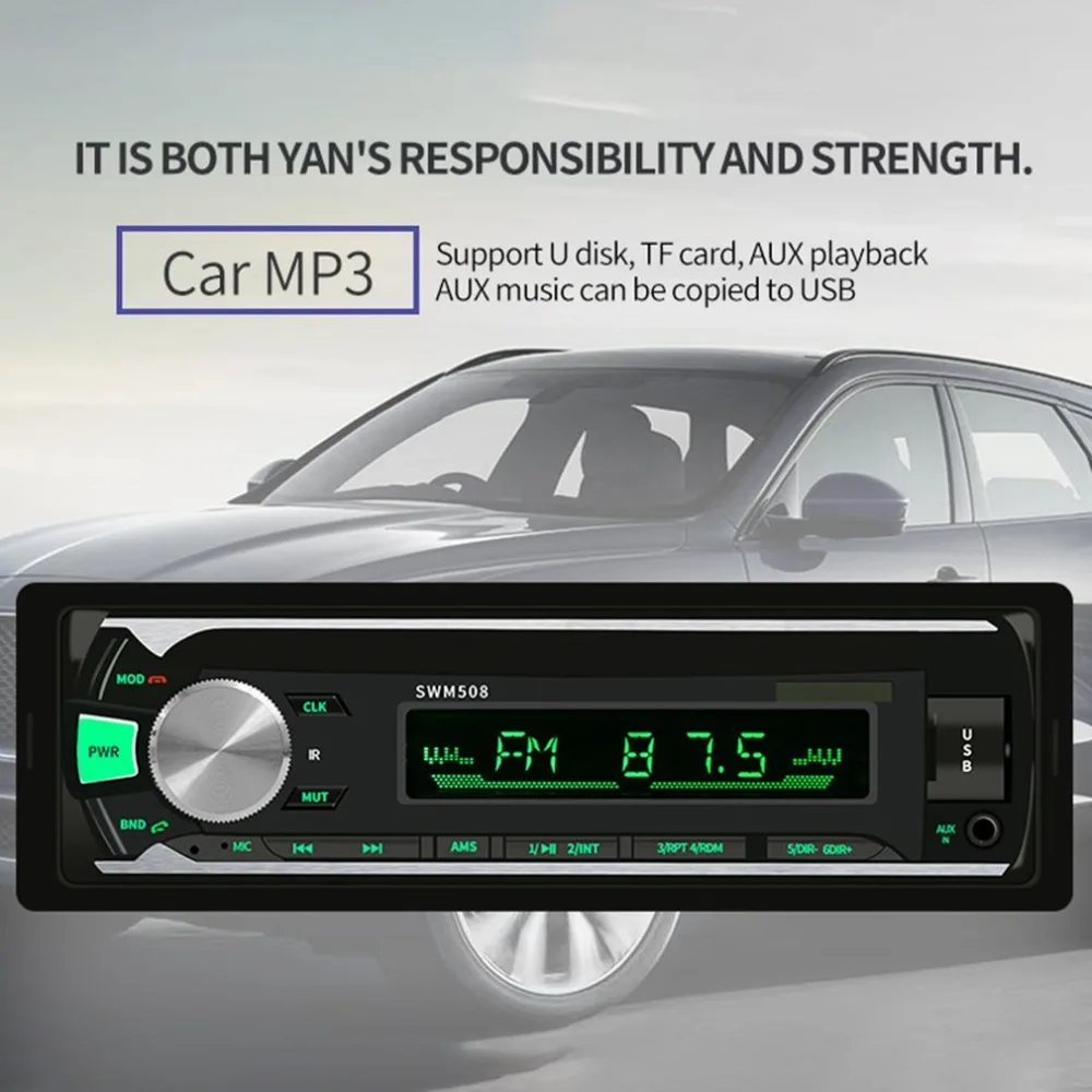 12 В Автомобильный MP3-плеер Hands-Free Fm радио карта U диск машина автомобильный аудио контроль модифицированный Mp3 Автомобильный плеер
