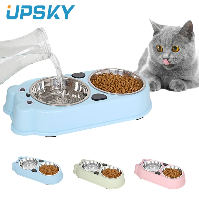 

UPSKY Dual-use Pet Dog Cat Bowls DIY Stickers Pet Water Food Bowls Non-slip Easy To Clean Cute Shape Dog Cat Feeder Pet Supplies