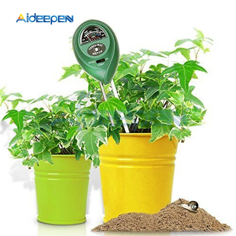 

3 in 1 Round Head Soil PH Water Moisture Tester Light Meter Acidity Humidity Sunlight Analyzer Tools For Garden Plant Flowers