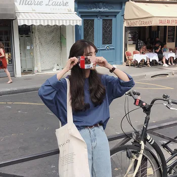 

YZY Long-sleeved T-shirt Female Loose Base Shirt Spring Clothing 2020 Early Spring New Style Korean-style Student