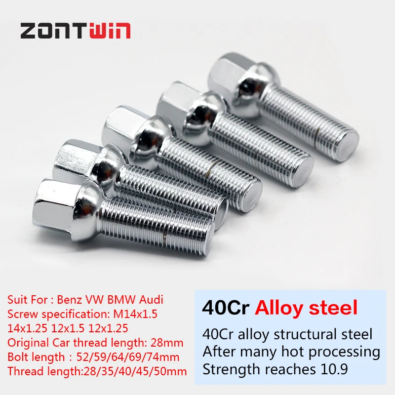 20 X M14X1.5 RADIUS 50MM LONG EXTENDED ALLOY WHEEL BOLTS FIT VW T4 TRANSPORTER