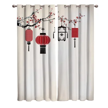 

Chinese Flower Ink Pink Art Window Curtains Living Room Boys Children Bedroom Kids Room Cortina Window Treatment