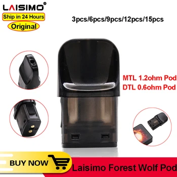

3/6/9/15pcs Original Laisimo Forest Wolf Pod 2ml Cartridge 1.2ohm MTL & 0.6ohm DTL ohm Pod for Laisimo Forest Wolf pod vape kit