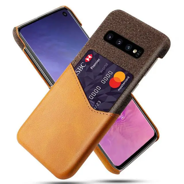 Слот для карт из искусственной кожи Бизнес чехол для samsung Galaxy S10 S9 S8 Plus Note 9 8 A6 A7 A8 A7 A9 A3 A5 A7 J3 J5 J7 - Color: Orange