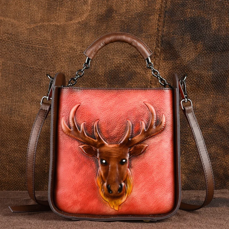 

2019 New Retro Embossed Fashion Portable Diagonal Bucket Bag