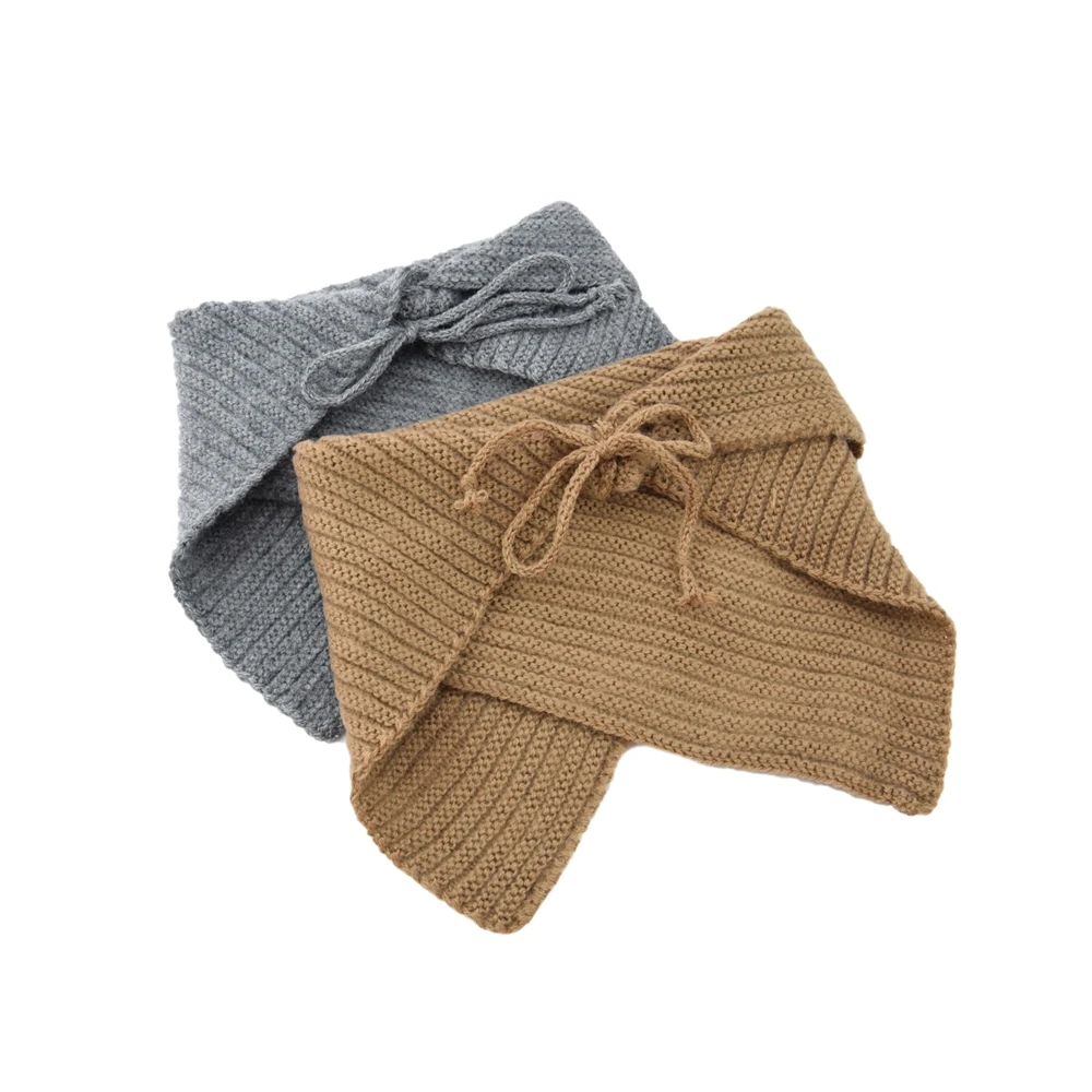 Милый детский вязаный хлопковый теплый шарф-шаль с треугольным воротником зимний подарок