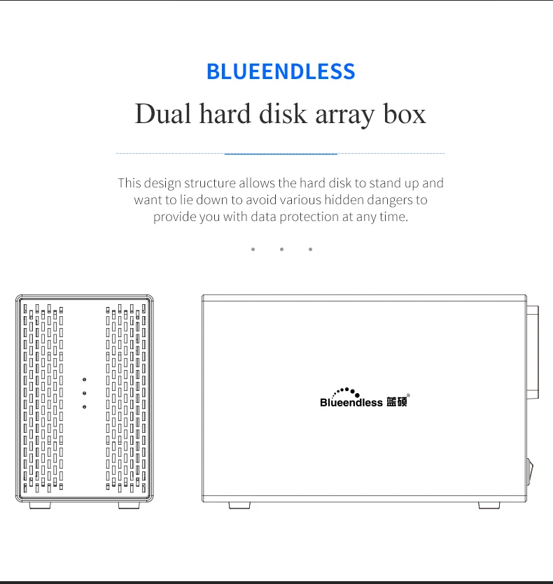 Gabinete com função RAID, USB Disk Array Box, 3.5
