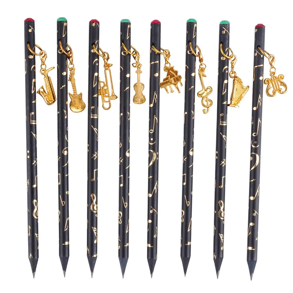

8pcs Musical Note Pendant Pencil Set Writing Drawing Pencil Sketch Painting Non-toxic Pencils For School Students Stationery