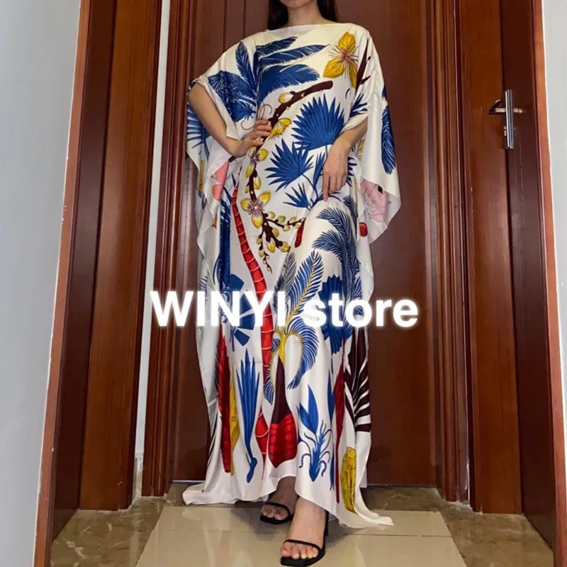Kuwait Dashiki Dress Print Bohemia Hijab Loose Elegant Muslim Abaya Bazin Robe Gowns Broder Riche Sexy Lady Party maxi beach | Женская