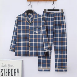 Men's Pajama Set Autumn Winter Warm Man Pajamas Set Simple Sleepwear Long Sleeve Cotton Pajamas for Men Top Pant Leisure Outwear